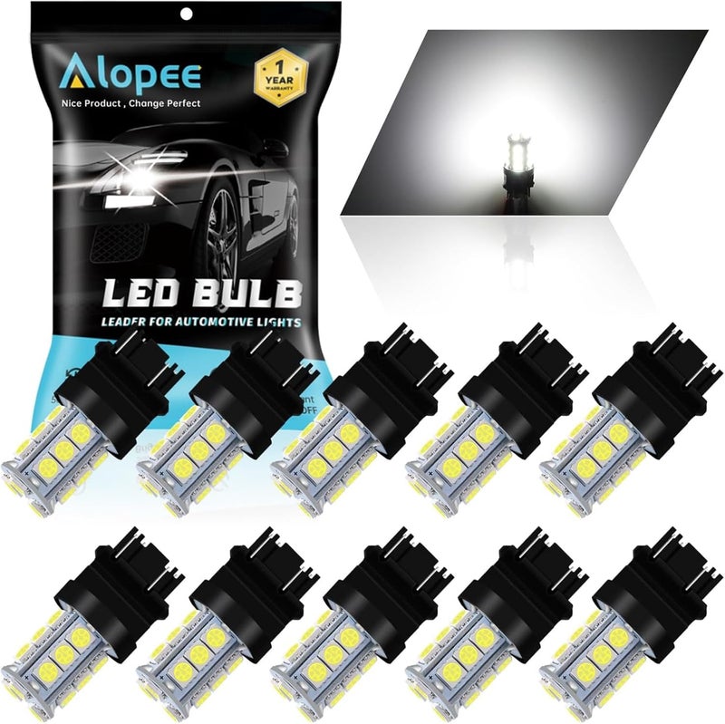 Alopee Non Polarity 10 Pack 4114 Led Daytime Running Light White T25 4114 Led Bulb DC 12V for 3156 3157 3157K Tail Brake Light Bulb Turn Signal Bulb - Image 1